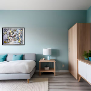 Untitled 1, Horizontal Print, Framed on Green Wall